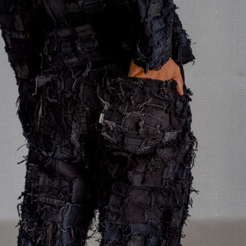 Square Patchwork Denim Pants