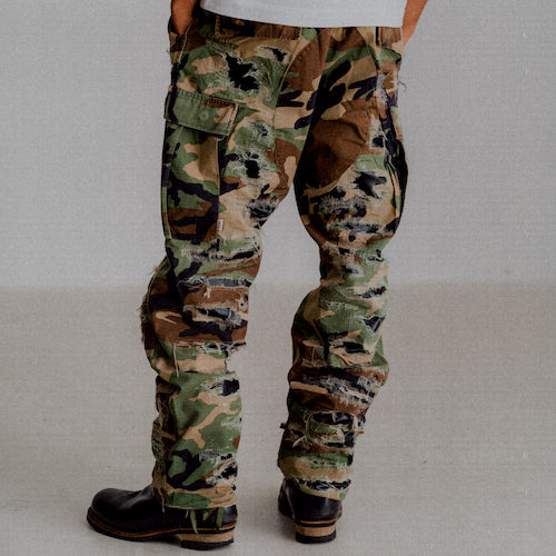 Destroy Camo Leather Pants