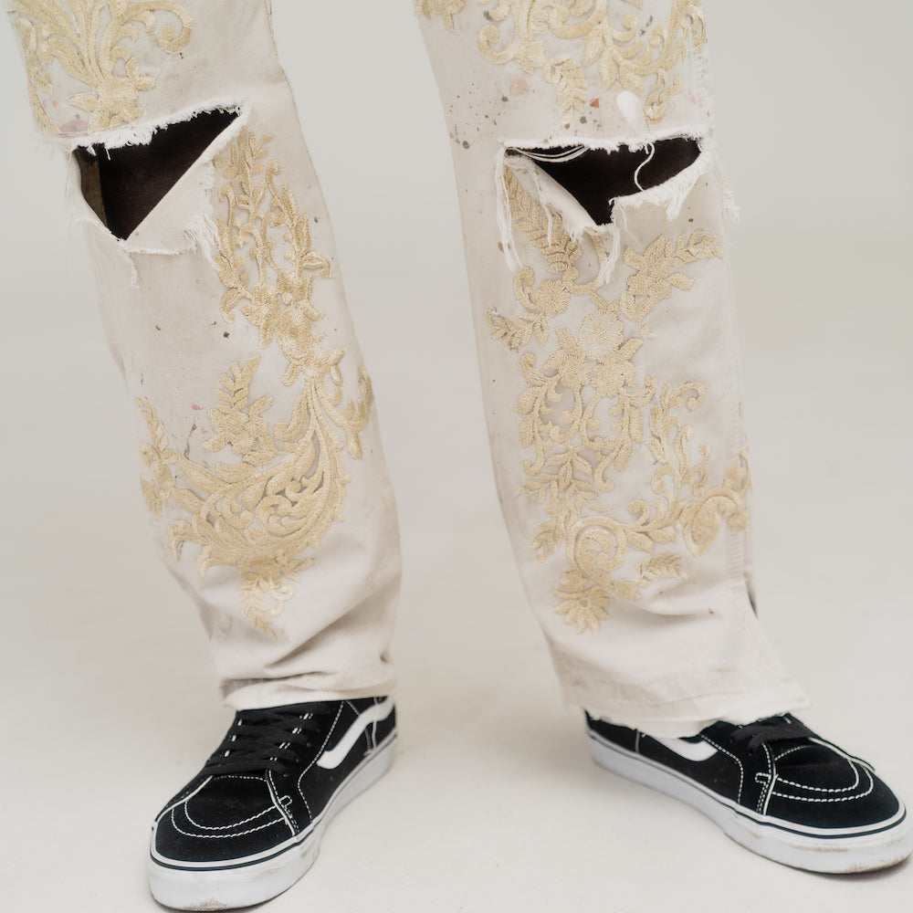 Floral Lace Work Pants