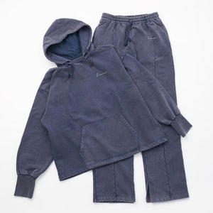 INNOCENCE NAVY FADED SWEAT PULLOVER HOODIE&SLIT PANTS