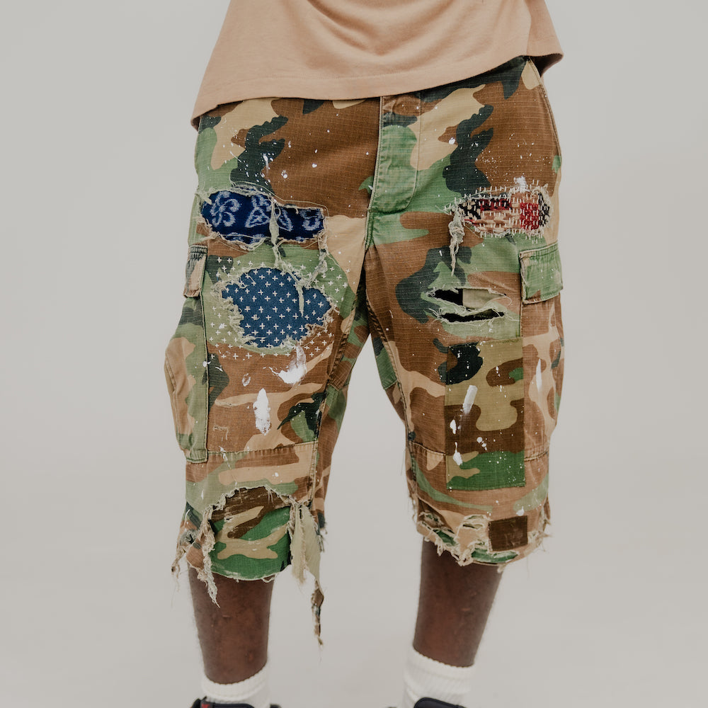Sashiko Damage Camo Shorts