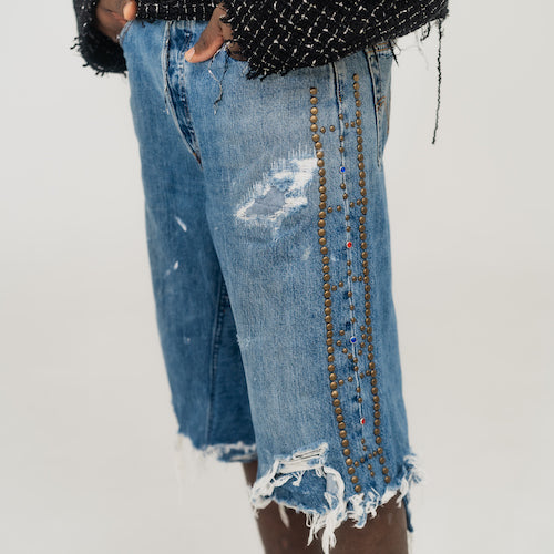 Baggy Studs Denim Shorts