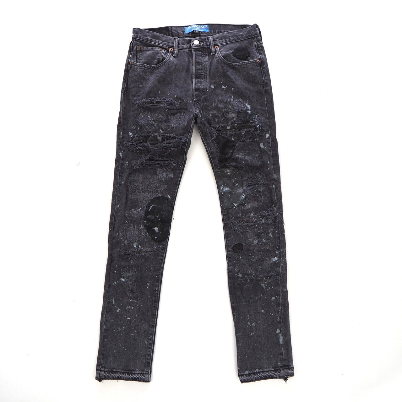 INNOCENCE LEATHER PATCH DENIM PANTS