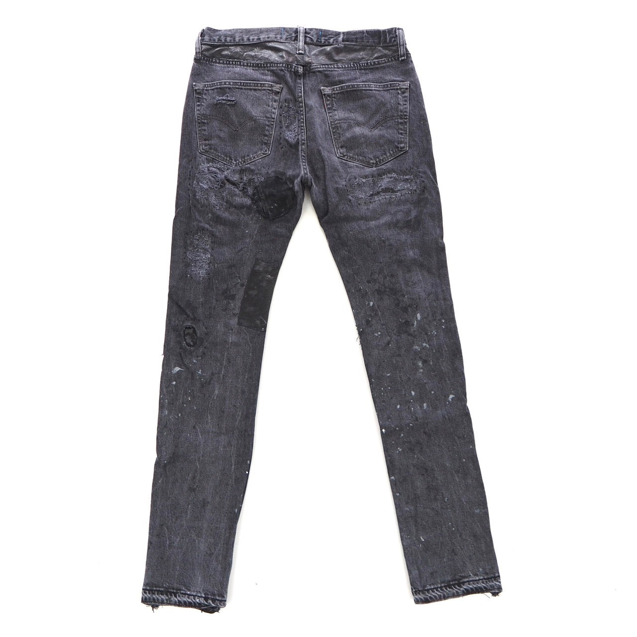 INNOCENCE LEATHER PATCH DENIM PANTS