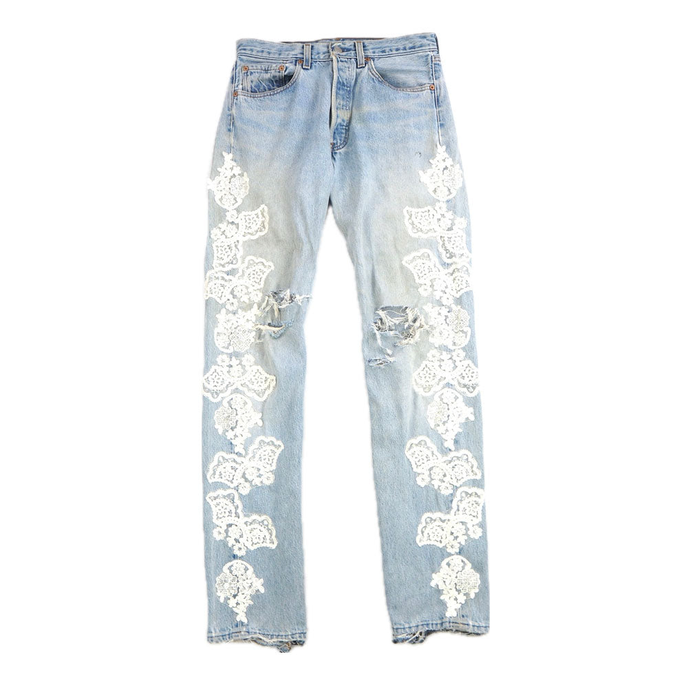INNOCENCE FLORAL LACE DENIM PANTS