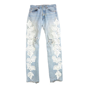 INNOCENCE FLORAL LACE DENIM PANTS